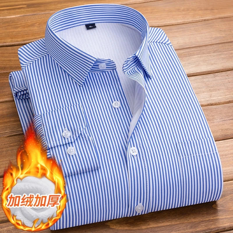 2026 Winter New arrival Men's Fashion Casual Long Sleeve Shirt autumn Men Fleece Thick Warm High Quality Large Size Shirt M-4XL