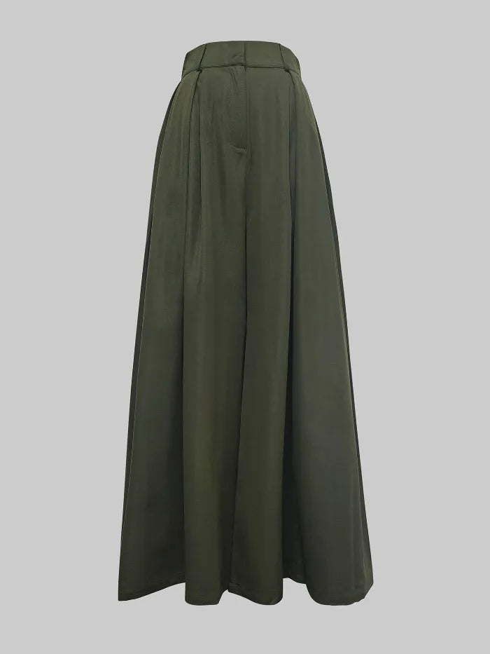 UOOZEE Women Fashion Solid Color High Waisted Wide Leg Pants 2025 New Spring Summer Loose Casual Simple Oversized Trousers
