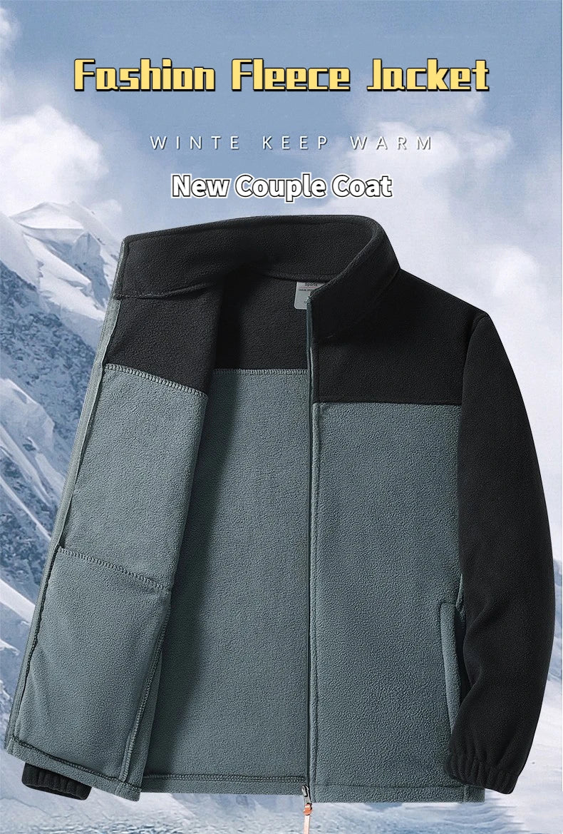 Winter Fleece Jacket Men Warm Full Zipper Jackets Couple Fleece Hiking Coat Outdoor Tactical Windproof Mens Jacket Plus Size 9XL