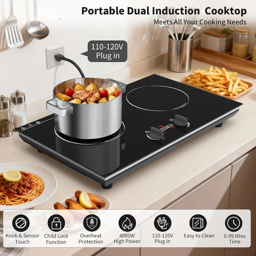 Induction Cooktop 4000W Countertop burners with Knob Control