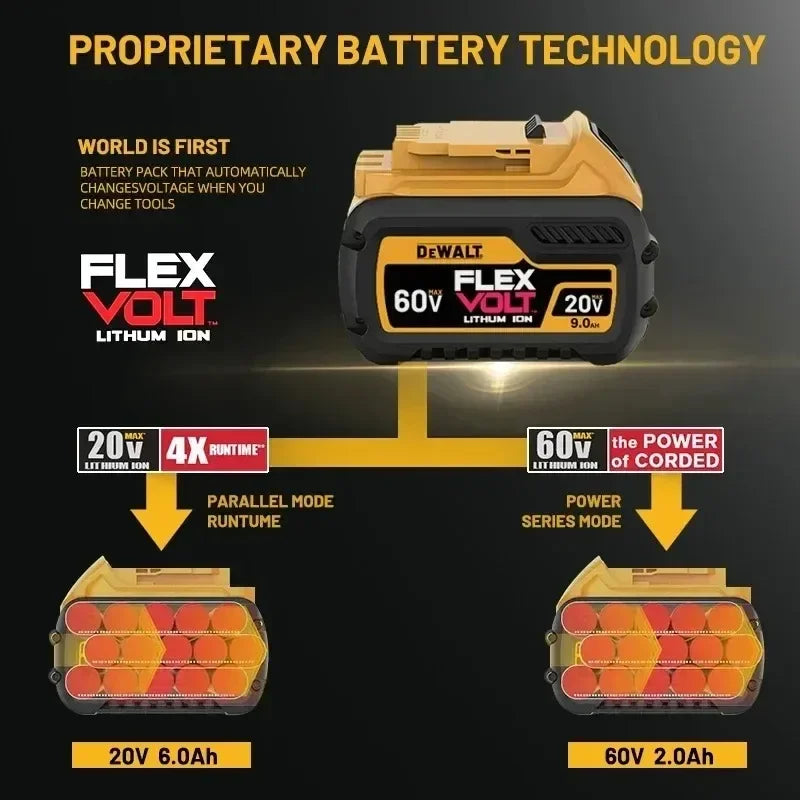 100% Original DeWALT Battery 20V/60V 6Ah 9Ah MAX FlexVolt for DCB606 DCB205 DCB206 DCB209 DCB182 Power Tool with Battery