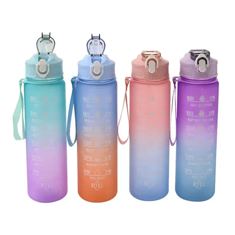 Sports Water Bottle with Time-Tracking Straw Leak Proof Locking Flip Cover for Easy Carry Ideal for Outdoor Adventures