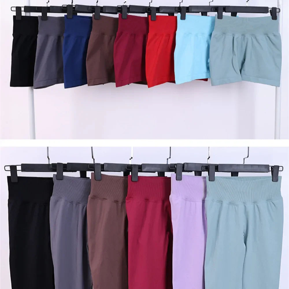 2/3PCS NoLogo Seamless DVision Yoga Set Women Workout Scrunch Leggings Strappy Sports Bra Fitness Gym Shorts Workout Suits XP65