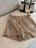 High Waist A-Line Linen Shorts for Women Summer Loose Casual Wide Leg Shorts Fashion All Match Home Comfortable Shorts New