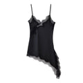 HH Female Summer Fashion Lace Splicing Dresses Solid Sleeveless Asymmetry Backless Slim Women's Sexy Party Sling Mini Dress