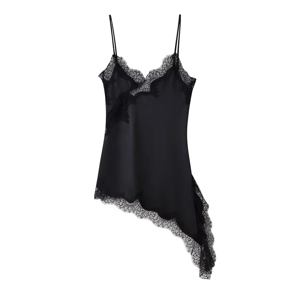 HH Female Summer Fashion Lace Splicing Dresses Solid Sleeveless Asymmetry Backless Slim Women's Sexy Party Sling Mini Dress