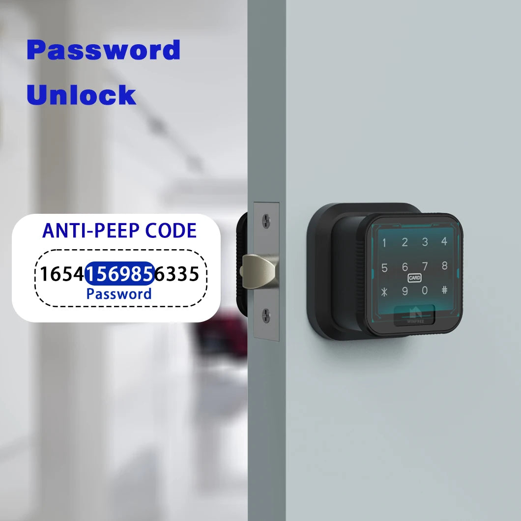 WINFREE Smart Lock Fingerprint Door Lock Passcode Card Key TTLock Bluetooth Keyless Entry for Home Office