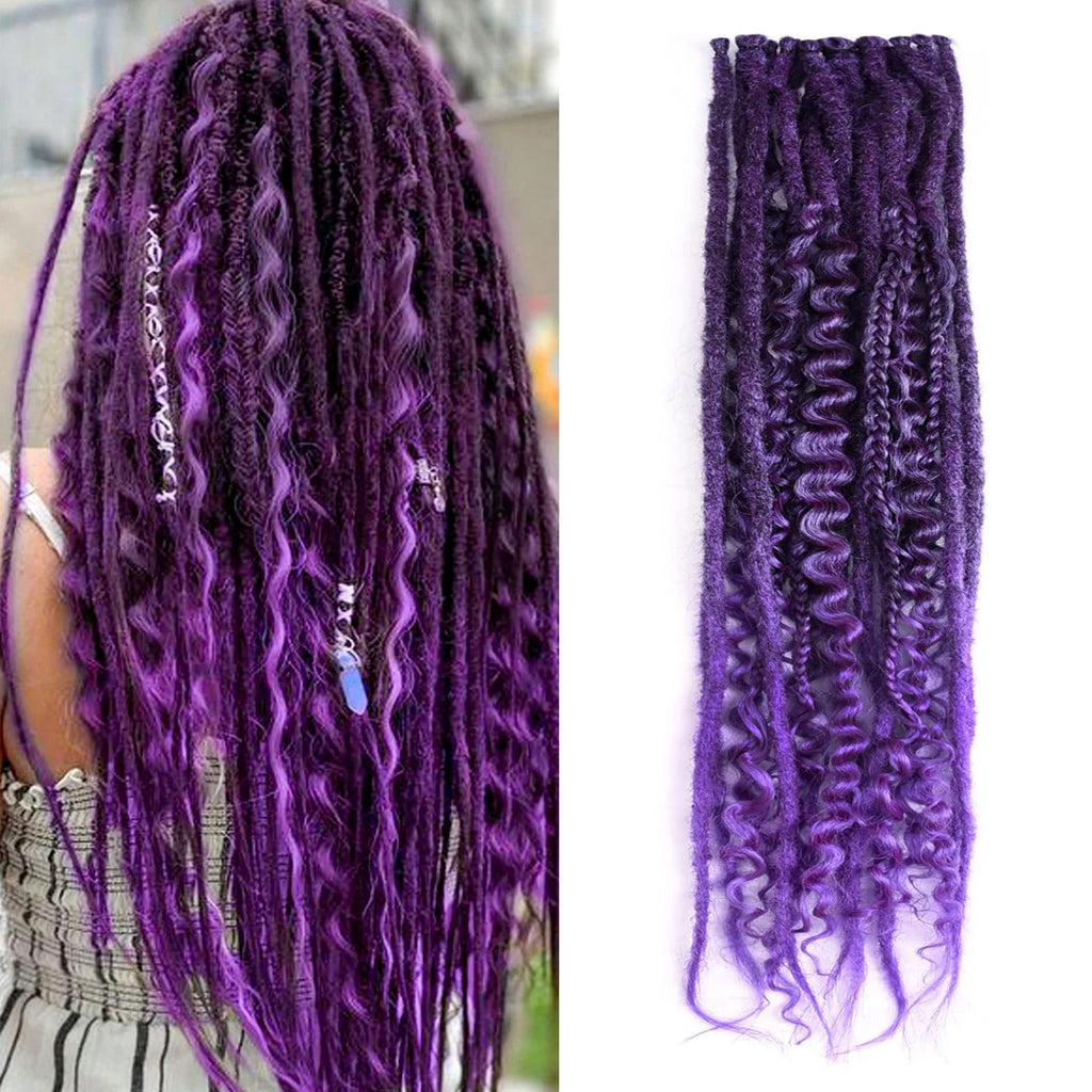 Synthetic SE Dreadlocs Braids Hair Extensions, 24 Inch 8 Strands/Lot 3 In 1 Mixed Hippie Style Single End Dreadslocks for Women