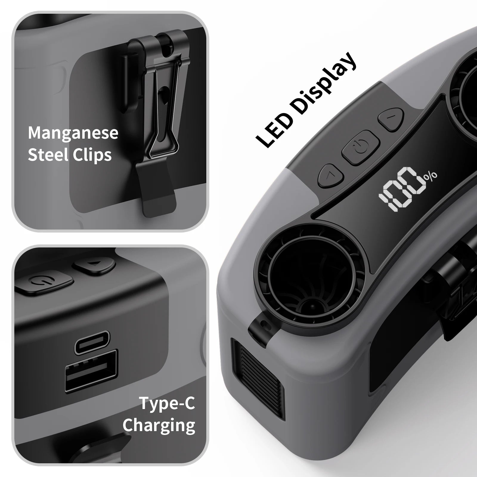 Socool 20000mAh Portable Waist Fan Dual Air Outlet 10 Gear Speeds Outdoor Personal Hanging Neck & Belt Clip Fan with Power Bank