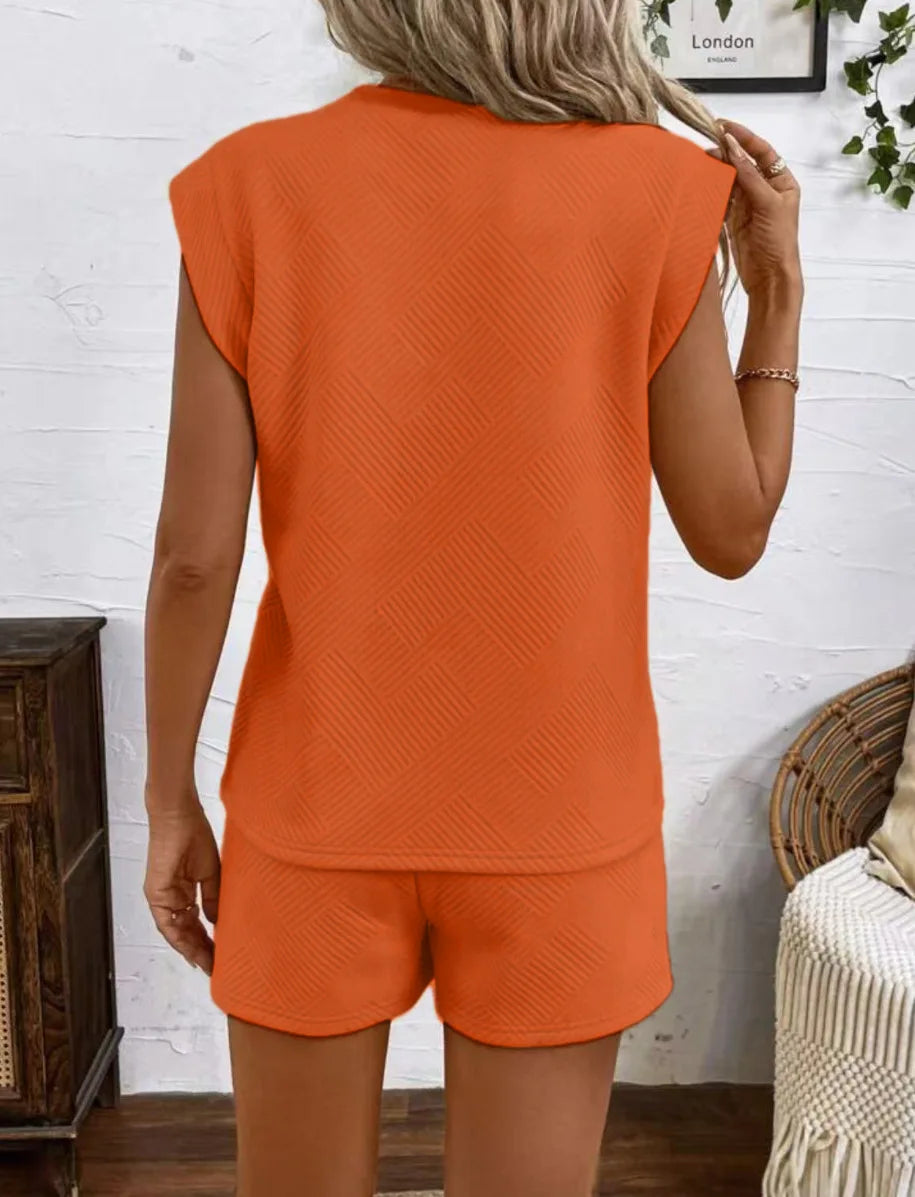 Women Shorts Pant Set Two Piece Sets Round Neck Solid Casual Loose Tops Short Pants Lace Up Elastic Waist Y2k Streetwear 2026
