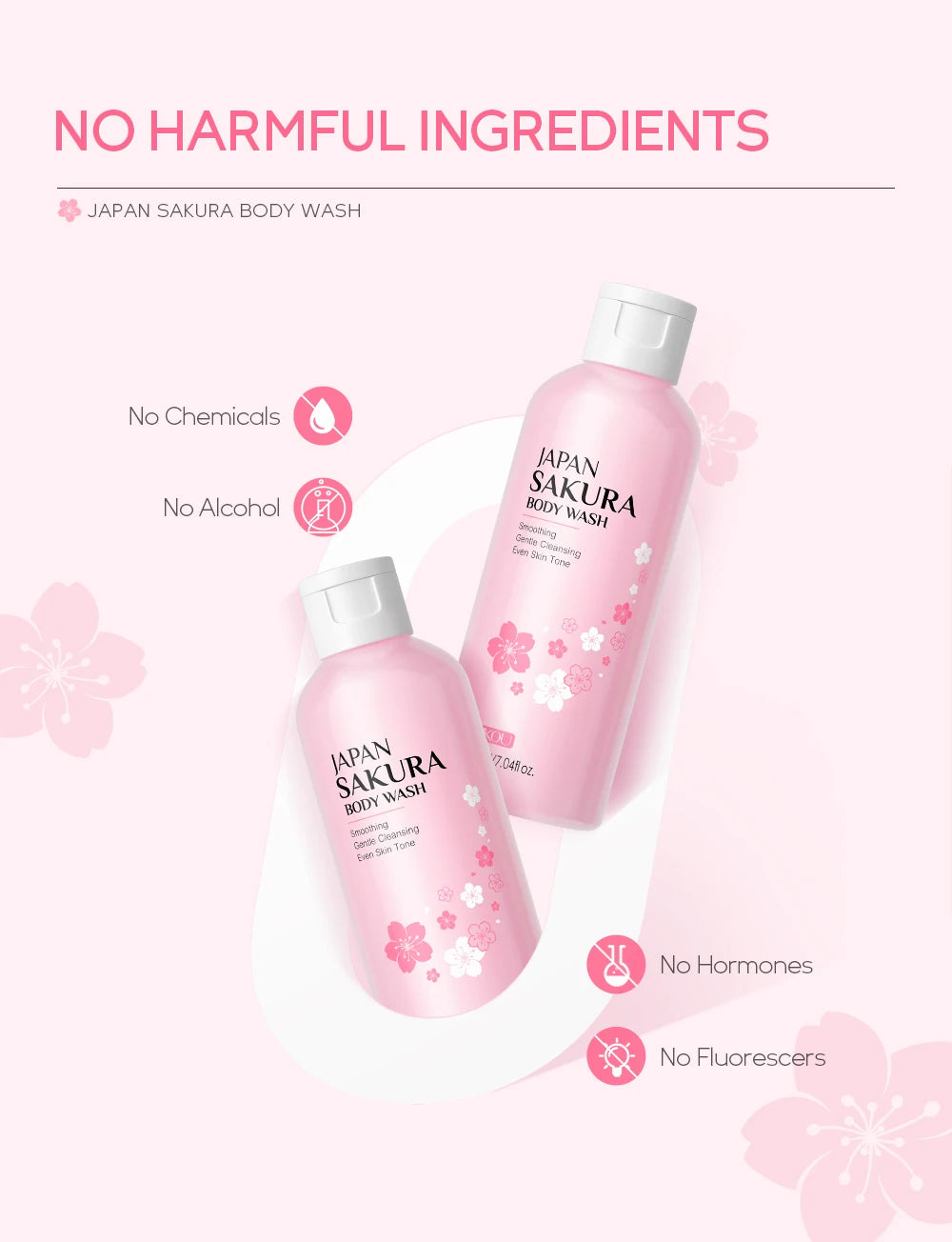 LAIKOU Japan Sakura Body Wash Gentle Cleanser Smoothing Shower Gel Skin Brightening Treatment Amino Acid Formula