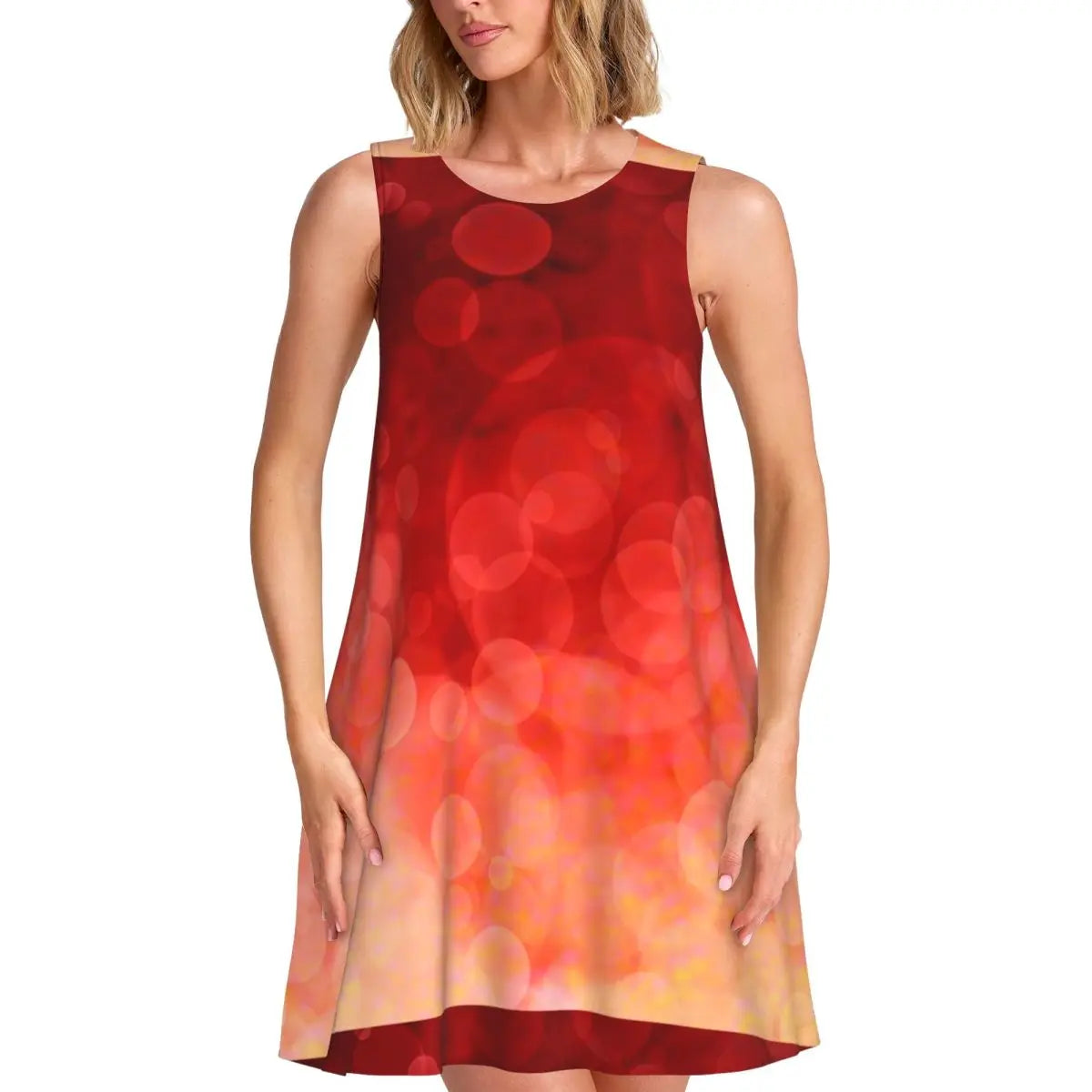 Ocean Sunset Casual Dress Palm Tree Print Sleeveless Elegant Dresses Ladies O Neck Simple Dress Day Print Clothing Birthday Gift