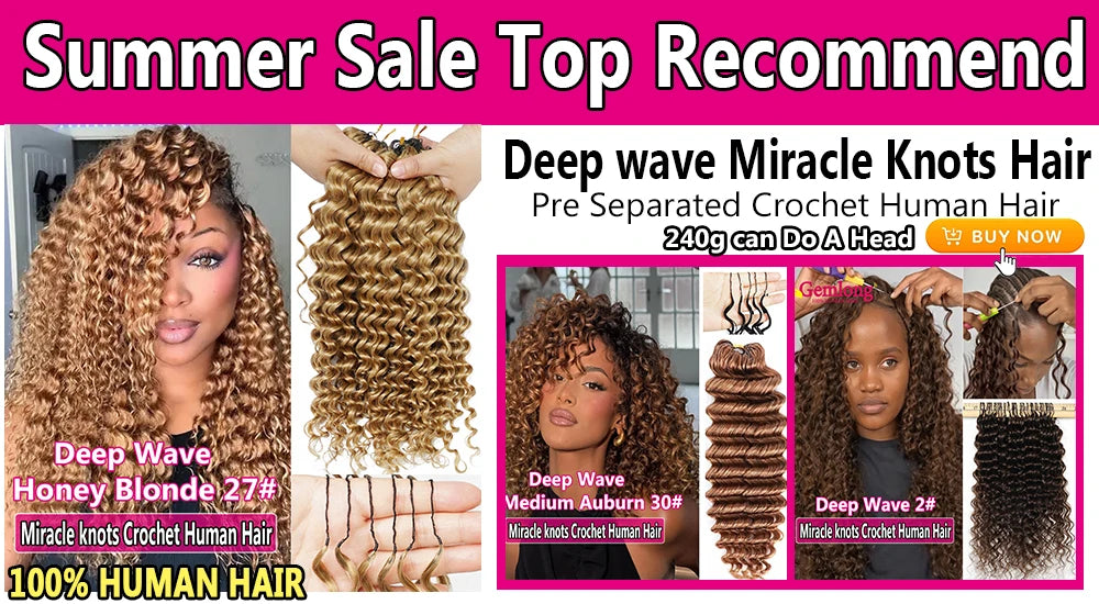 Ocean Wave Miracle Knots Crochet Human Hair Pre-Separated Feathered Human Crochet Hair 60g/pcs Burmese Curly Human Hair Bundles