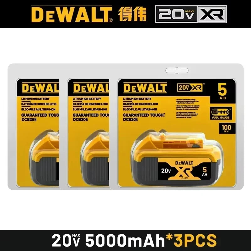 100% DEWALT Original 18V 20V 6.0AH 5Ah, DCB206, DCB205 With Fast Charging, 20V Lithium Battery, Power Tool Battery 20V Dewalt