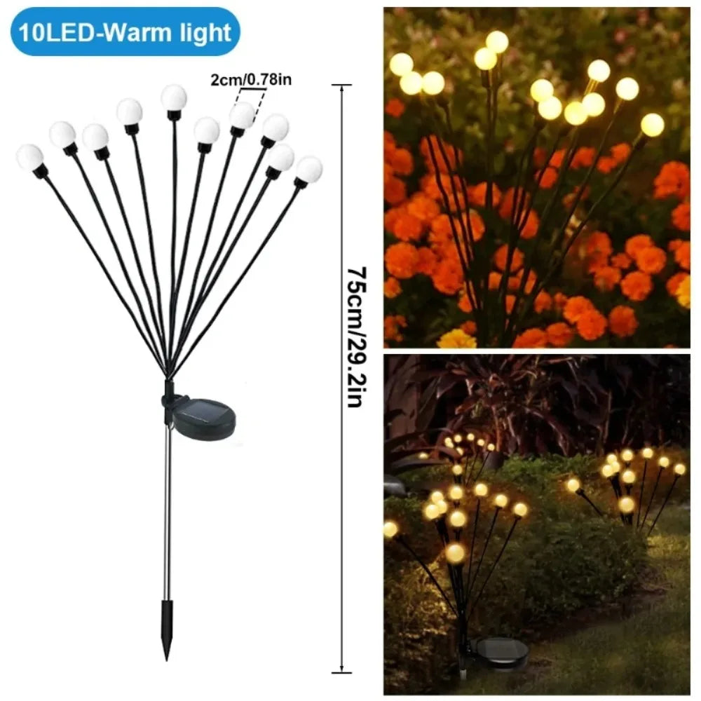 Solar Firefly Garden Lights Waterproof Outdoor LED Pathway Lights for Lawn Yard Landscape Decoration