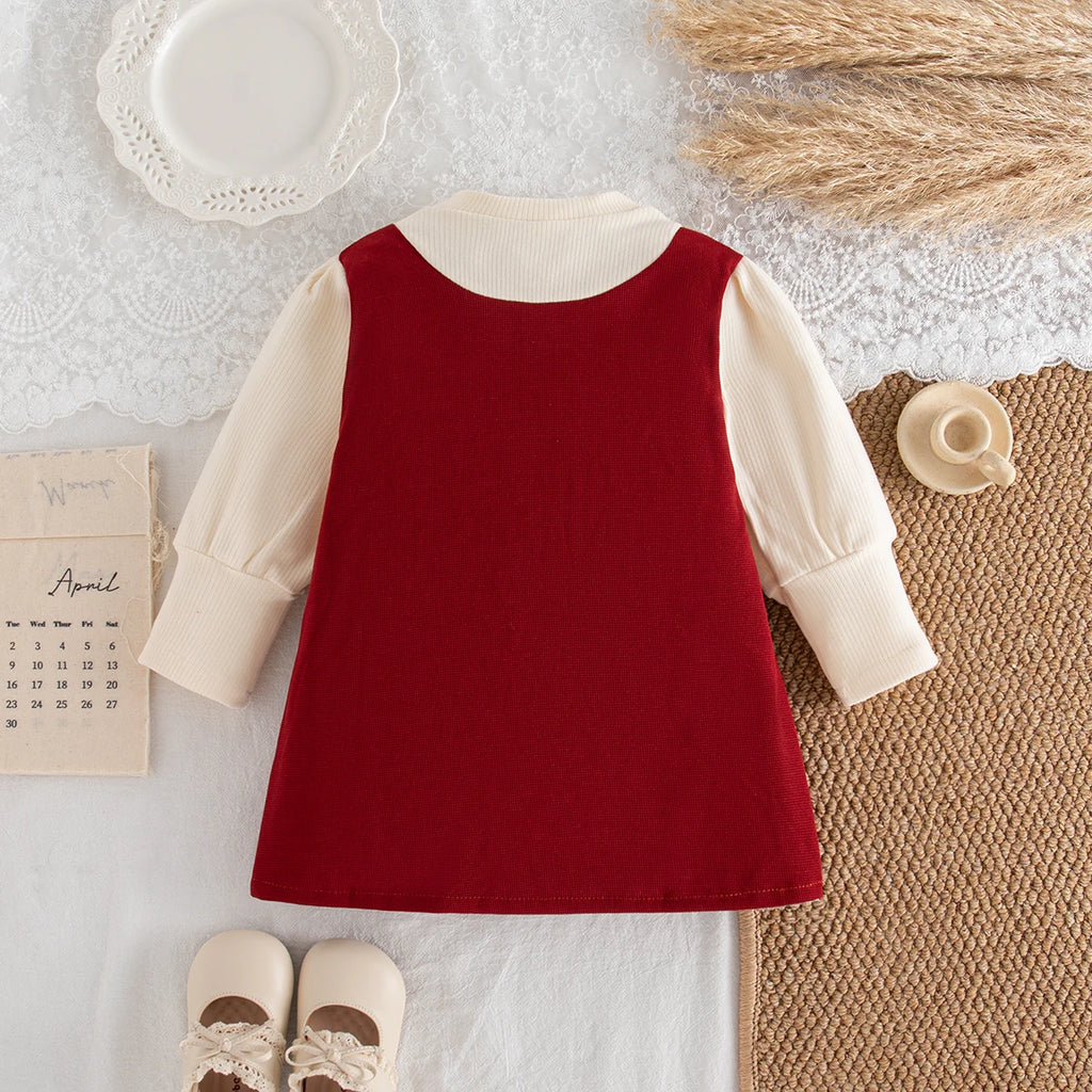 Baby Girl Dresses Spring/Fall Bow-Tie Cotton Long-Sleeve Girls Dresses Adorable First Birthday Baby Dresses Baby Girl Clothing