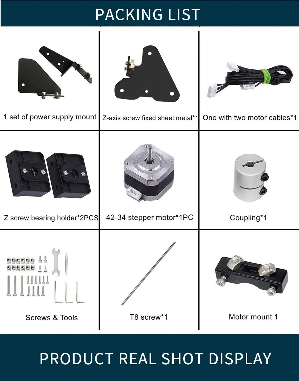 Creativity Dual Z Axis Upgrade Kit with Lead Screw 42-34 Stepper Motor for Ender3 CR10 3d Printer Parts for Ender 3 Pro/V2 CR10S