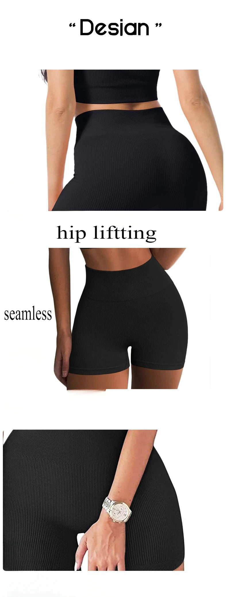 Women's Ribbed Knited Shorts Seamless Yoga Shorts Stretchy High Waist Shorts Sexy Hip Liftting Cycling Running Three Point Pants