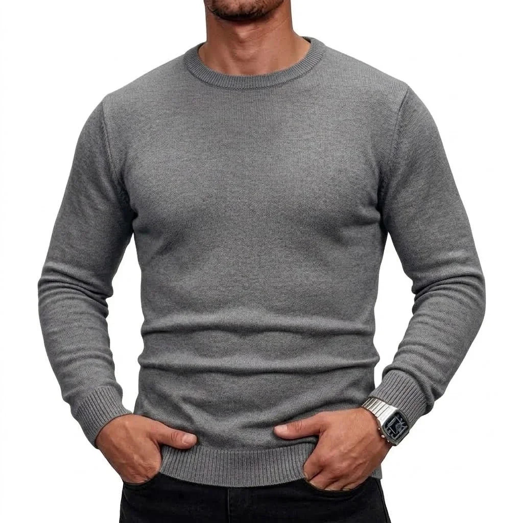 Mens Long Sleeve Knit Jumper Timeless Crew Neck Relaxed Pullover Cozy Knit Tops Business Office Apparel Thermal Knit Tees