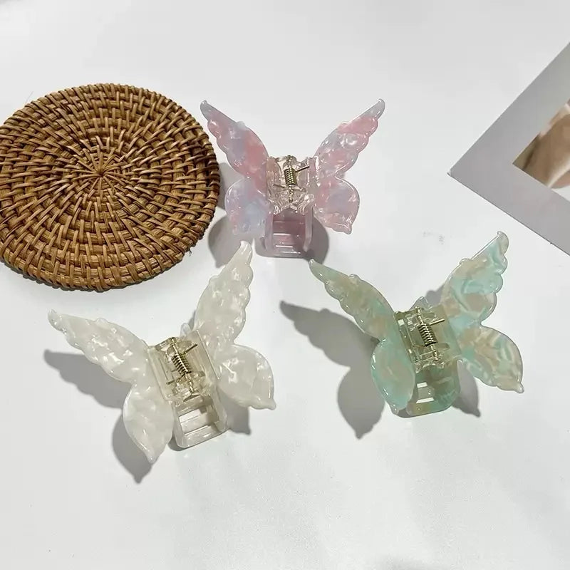 Super Fairy Three-Dimensional Butterfly Half-Tied Hair Back Of The Head Acetate Clip Hair Accessories For Women