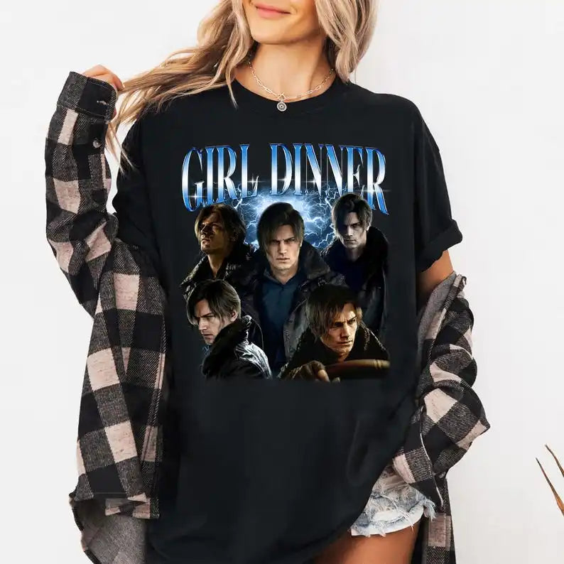 9 Requiem Leon S. Kennedy Girl Dinner Cotton  Game  Black shirt