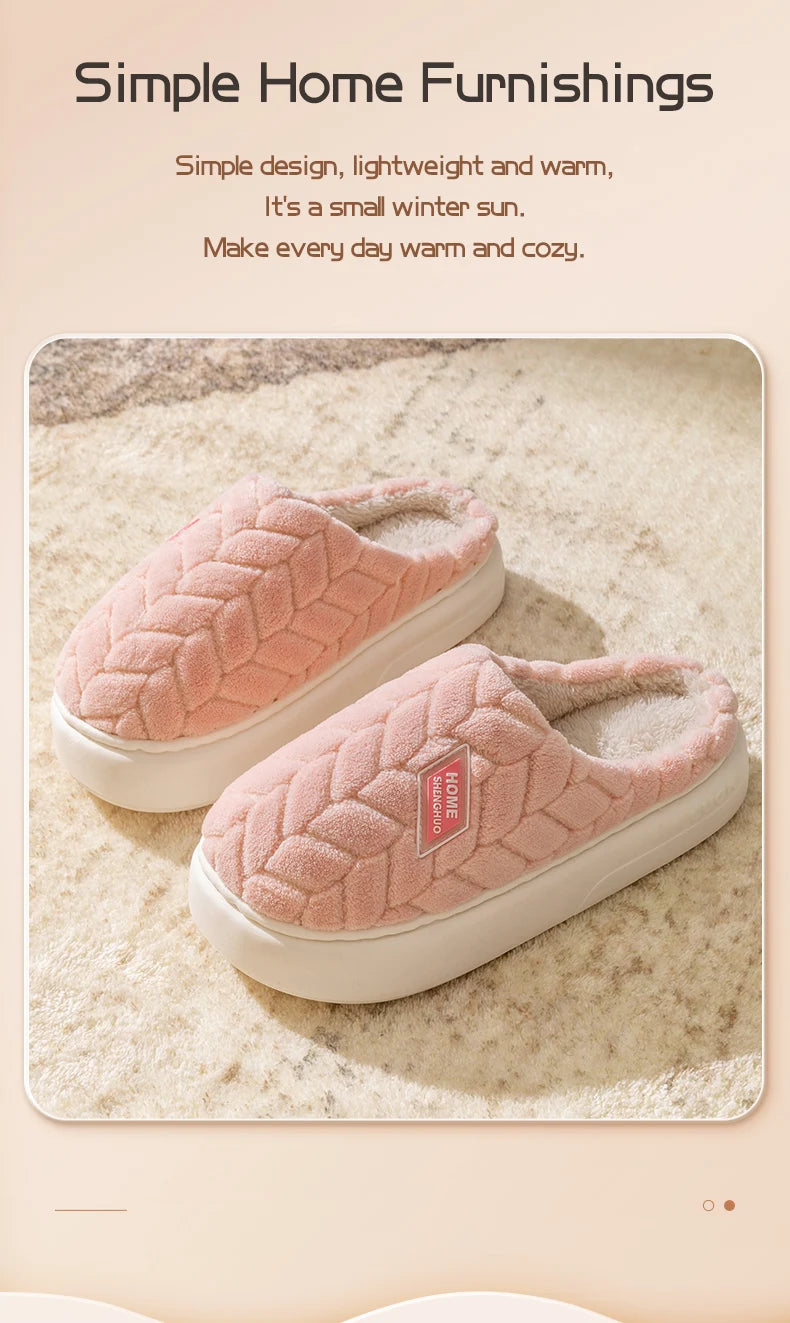 Cotton Slippers for Women in Autumn and Winter, New Indoor Home Soft Bottom, Anti Slip and Warm Plush Cotton Slippers for Women