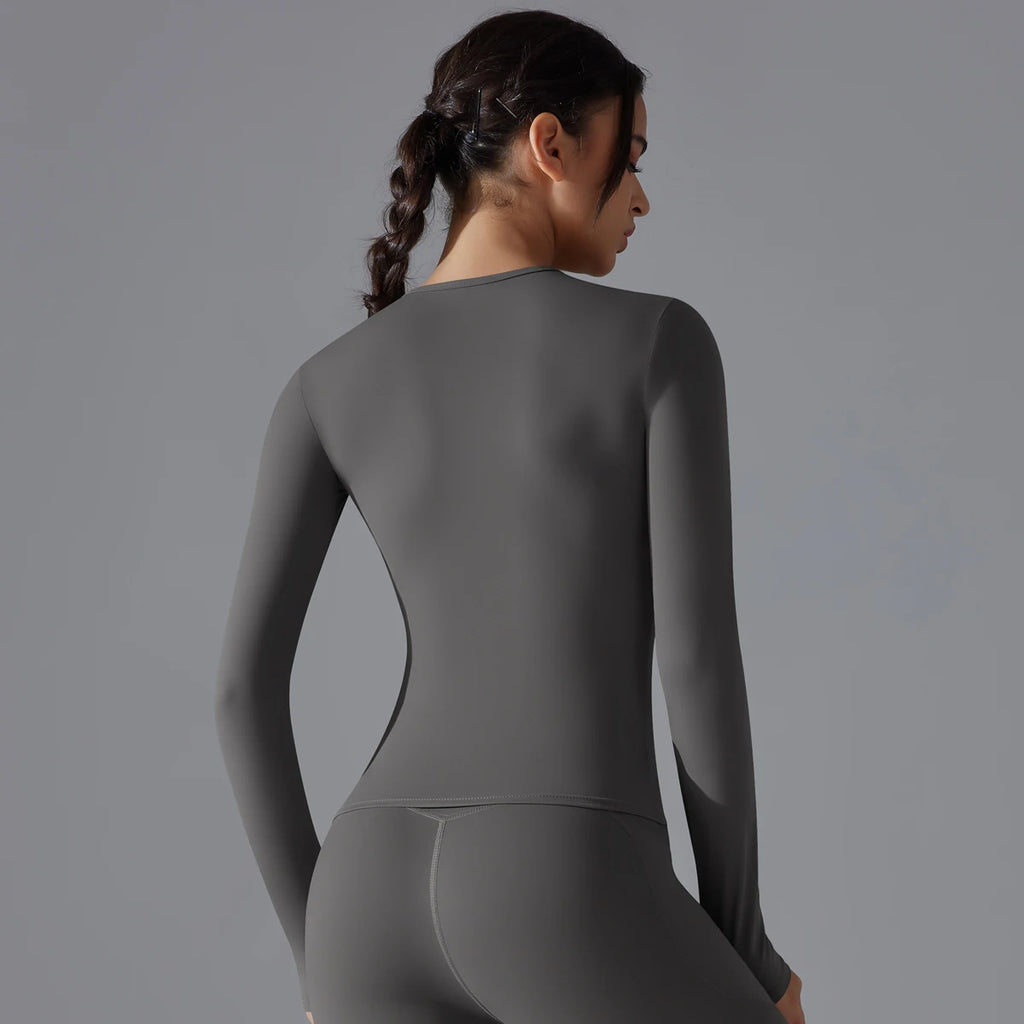 Yoga Shirts For Women Long Sleeve Winter Fitness Running Gym Clothes Workout Dry Fit Breathable High Elastic Sports Top
