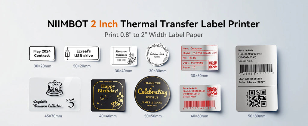 M2 Niimbot Portable Thermal Transfer Label Printer Multi-function Sticker Label Maker Machine for Office Clothes Tag Power Cable
