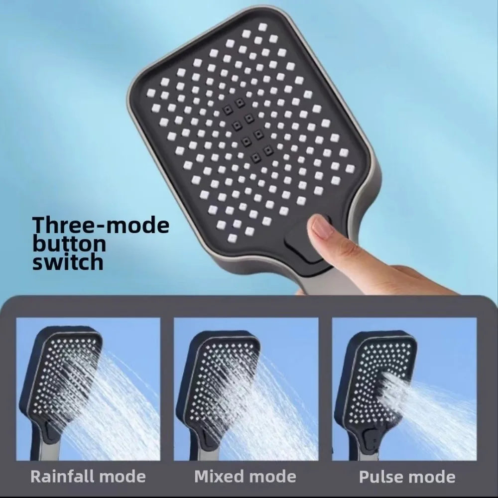 Grey Shower System High Pressure Piano Button Digital Shower Faucet Set Intelligent Temperature Display Rainfall Shower Set