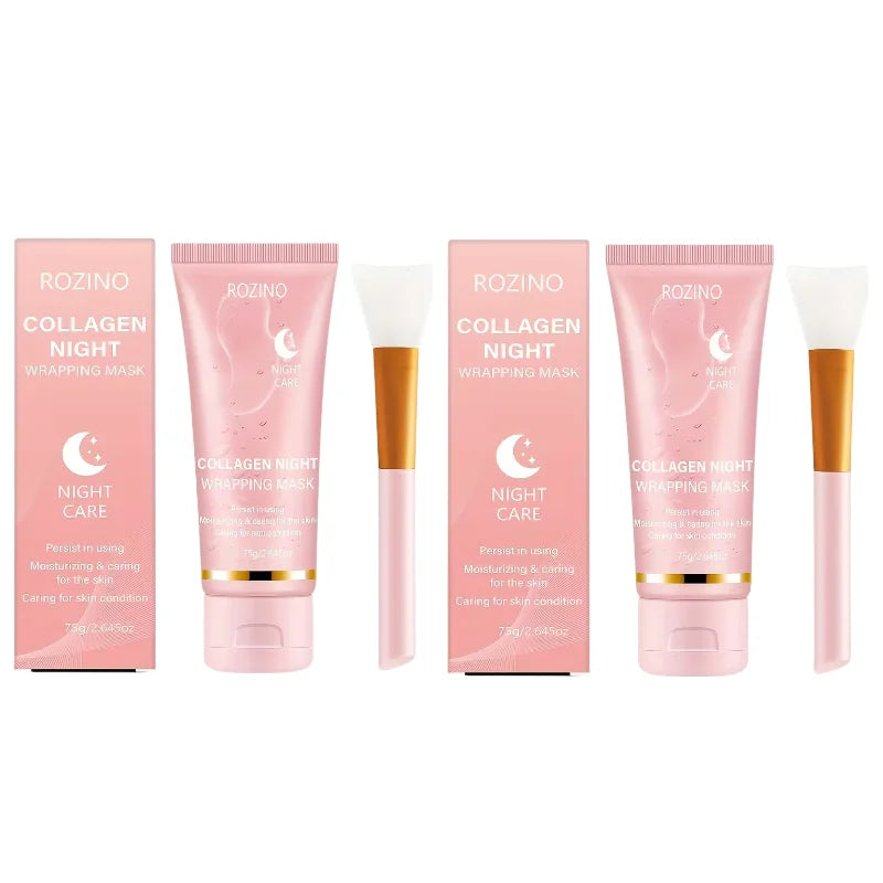 Collagen Intensive Moisturizing Nighttime Peel-Off Mask 75g, Comes with a Free Mask Brush, Gel Texture Is Easy to Absorb, Deeply Hydrates and Moisturizes, Instantly Relieves Dryness with a Single Swipe and Peel-Off, Evens Out