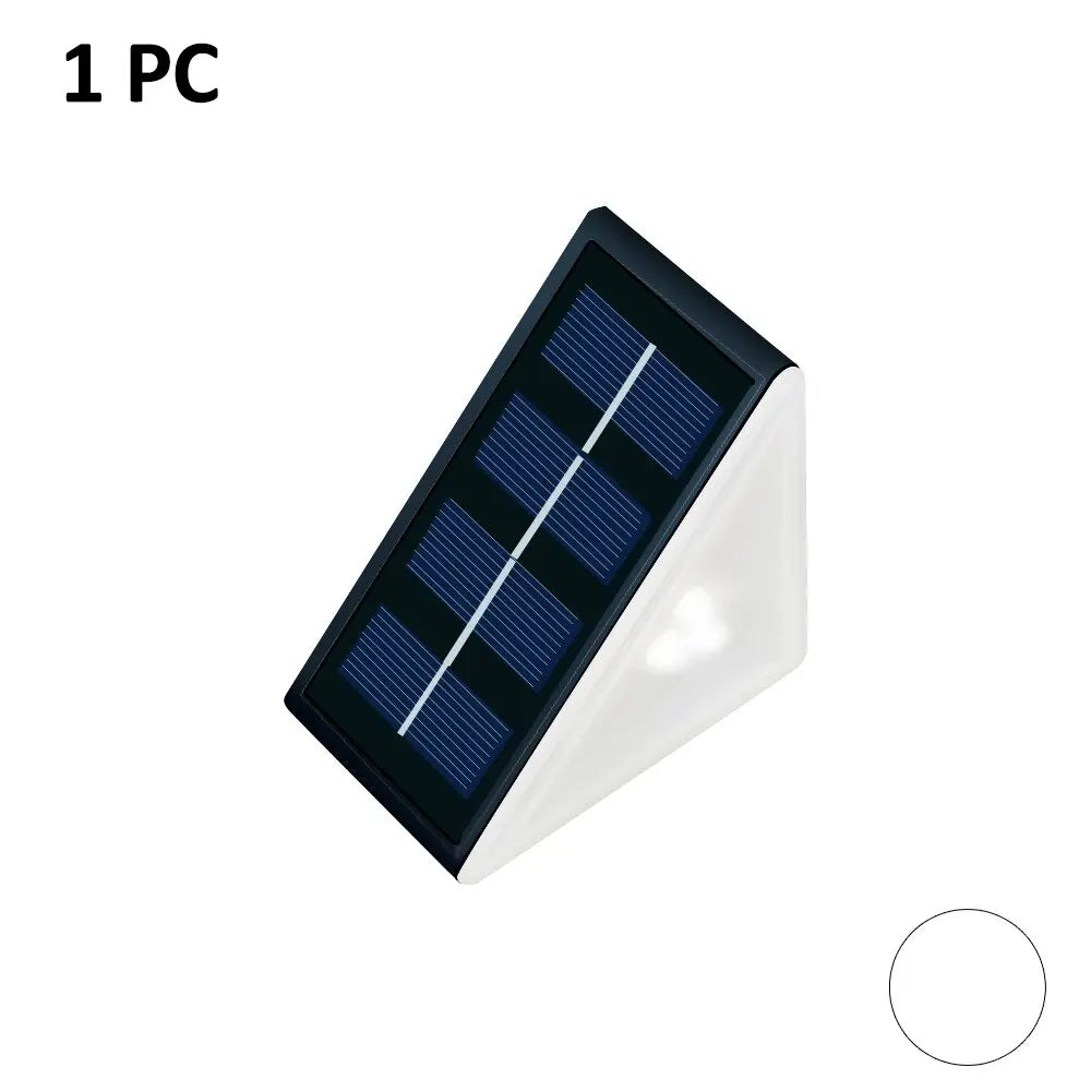White Triangle Solar Step Lights IP67 Waterproof Auto On Off Outdoor LED Deck Lamp For Patio Yard Driveway Porch Decoration
