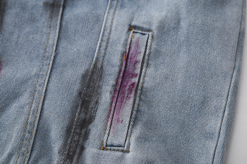 2026 Spring and Autumn American Retro Washed and Dyeed Hole Denim Jacket Men's Design Sense