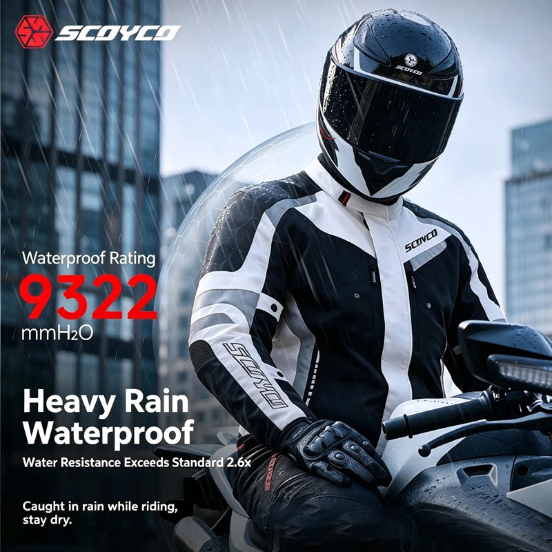Scoyco Motorcycle Jacket Winter Waterproof Windproof CE1 Anti Fall Detachable Thermal Liner Reflective Motorbike Riding Jacket