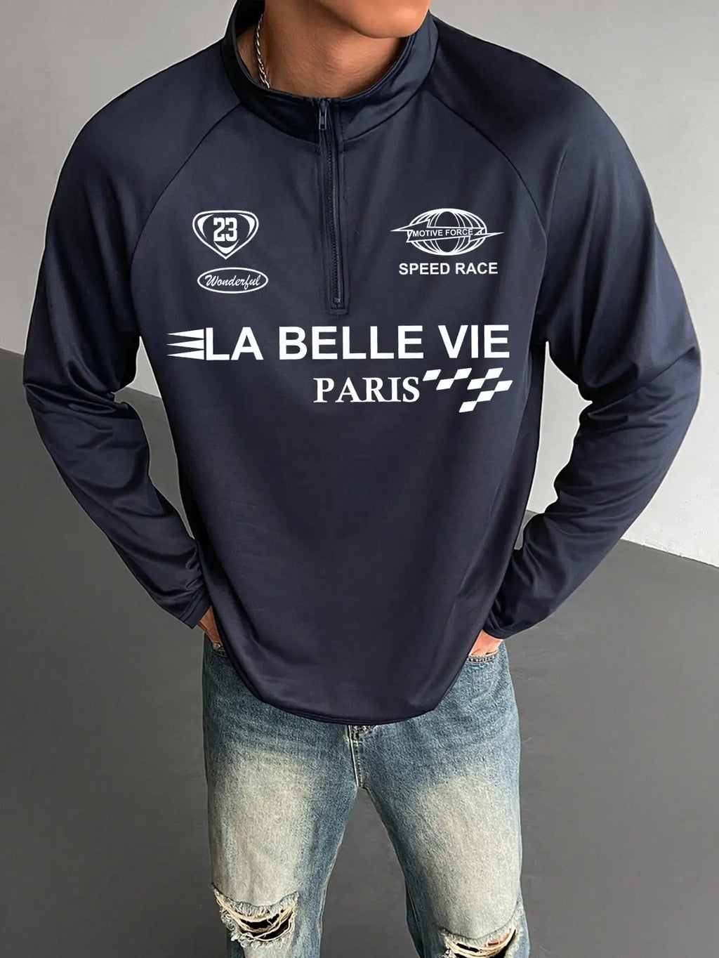 DIYIE Men's Long-Sleeve Cycling Jersey Men's Fashionable Casual Fitness Long-Sleeve T-Shirt Fall/Winter Cycling Apparel