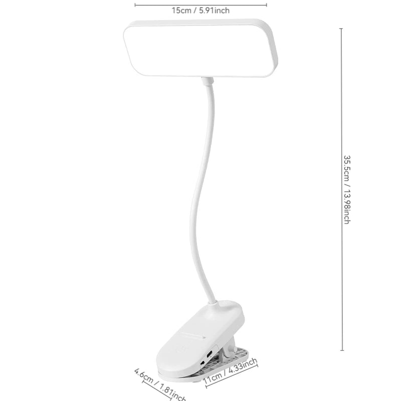A dimmable LED desk lamp with adjustable color temperature and bendable lamp tube - touch reading lamp with lampshade, 800 mAh b