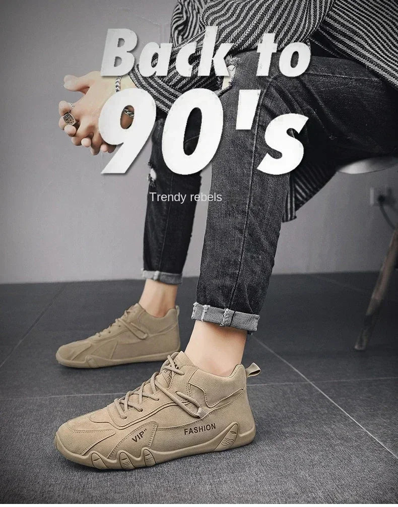 Motocross Boots 2025 Spring Man Casual Sneakers Non Slip Khaki Work Mens Shoe Short Boots Loafers Lace Up Ankle Boots for Men