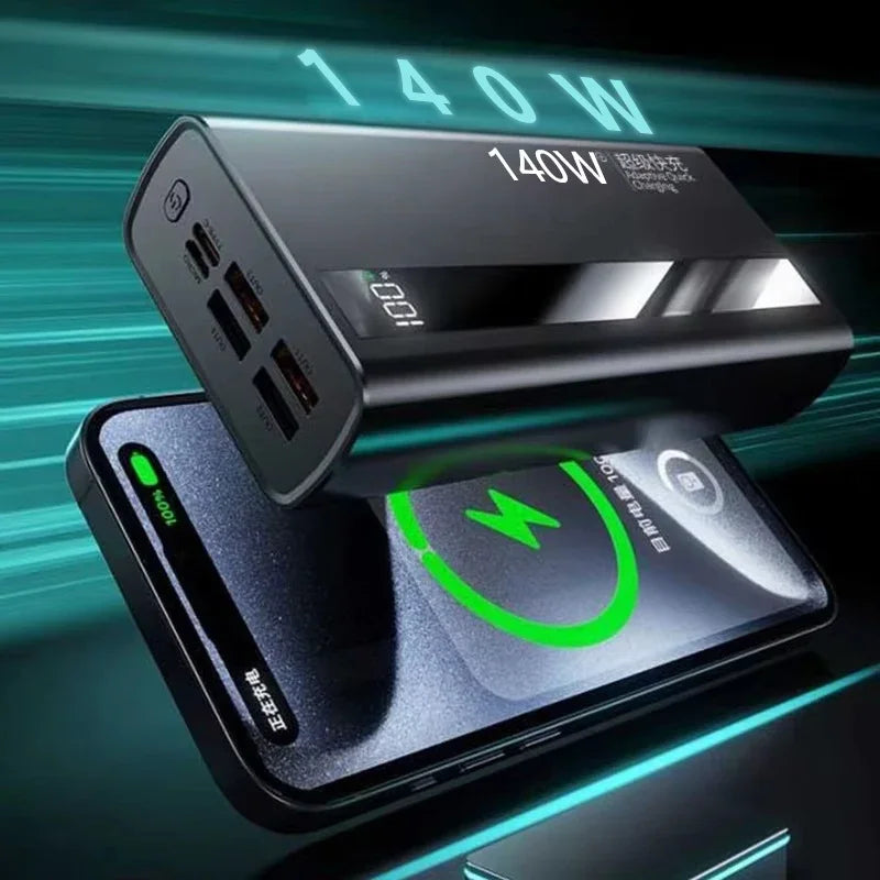 Lenovo CCC 500000mAh Power bank 140W Super Fast Charging Portable Battery Charger Ultra Capacity LED Digital Display For Xiaomi