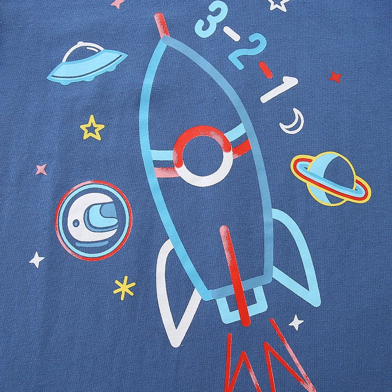 Little maven Autumn Spring Baby Boys Long Sleeve T Shirt Cartoon Rocket Boys T-Shirts Plane Tops Children's Costume Blue Tees