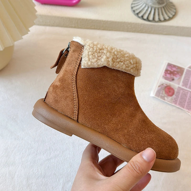 Kids Boots for Boys Girls Fashion Autumn Winter Children Thermal Cotton Back Zipper 2025 Warm Brand New Girls Ankle Boots 26-37