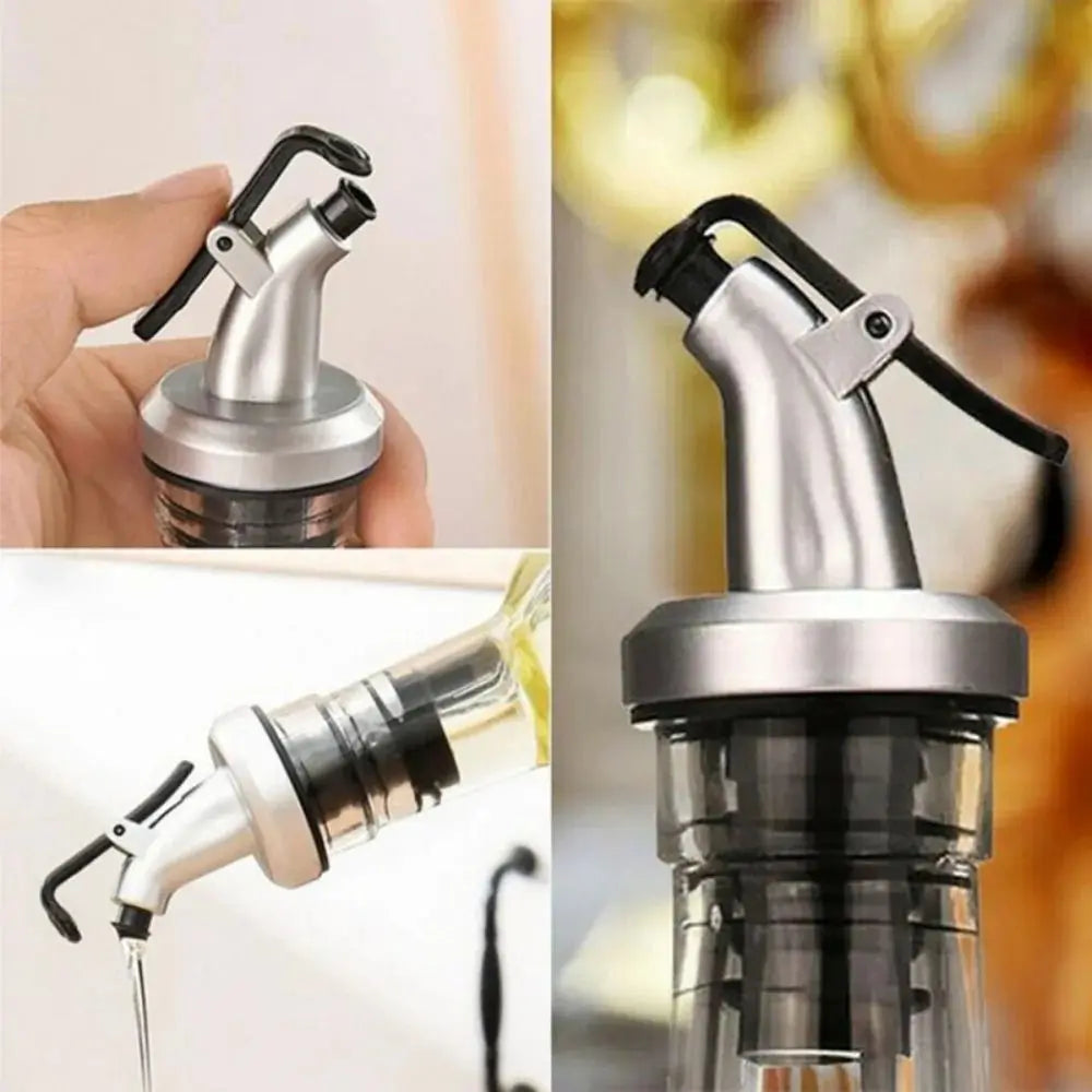 1/3/5Pcs ABS Oil Bottle Stopper Lock Good Sealing Press Design Wine Pourers Kitchen Bar Tool Silicone Rubber Olive Oil Sprayer