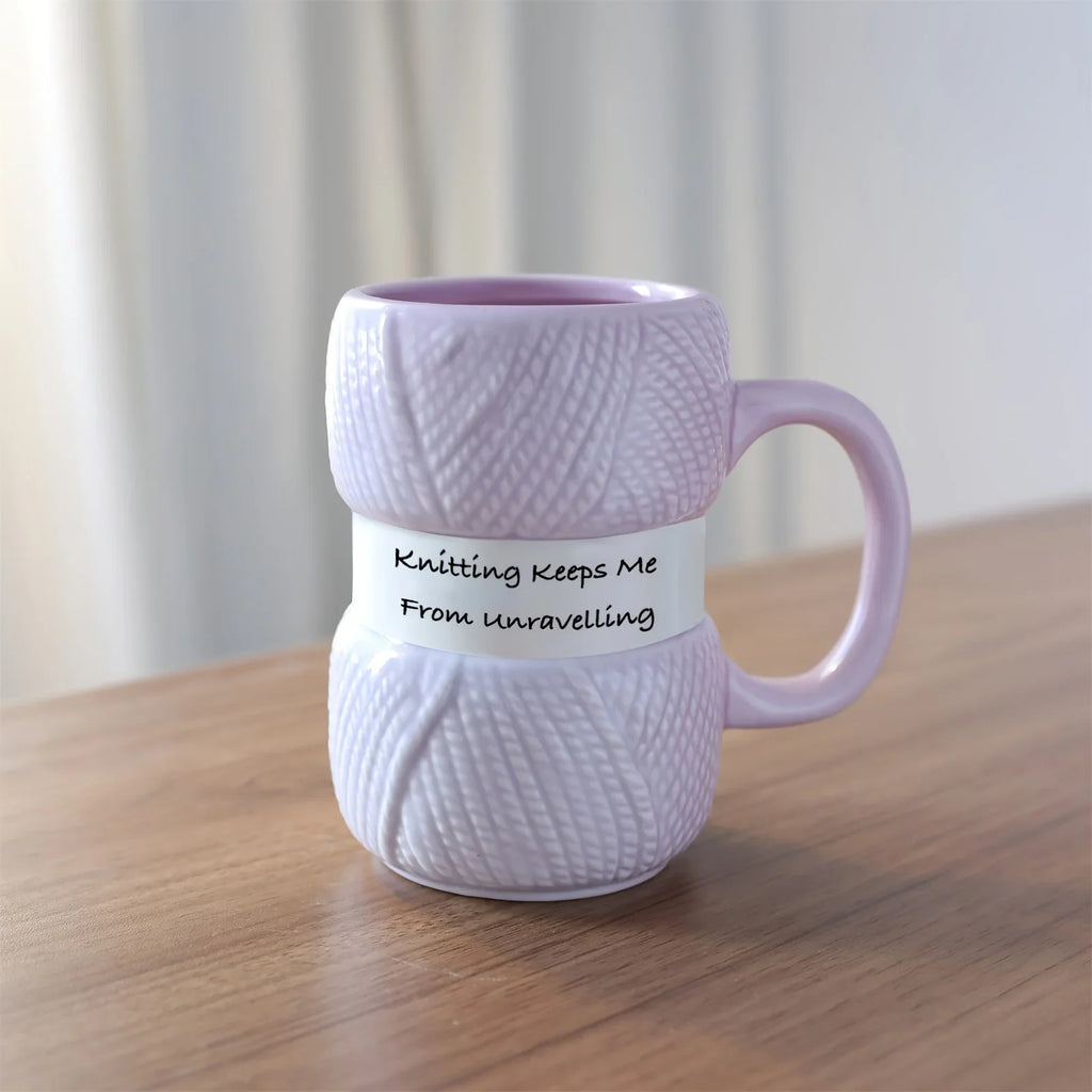 Unique Knitted Style Ceramic Coffee Cup, Embossed Creative Breakfast Cup and Milk Cup, Anti Scald Fun Family Holiday Gift