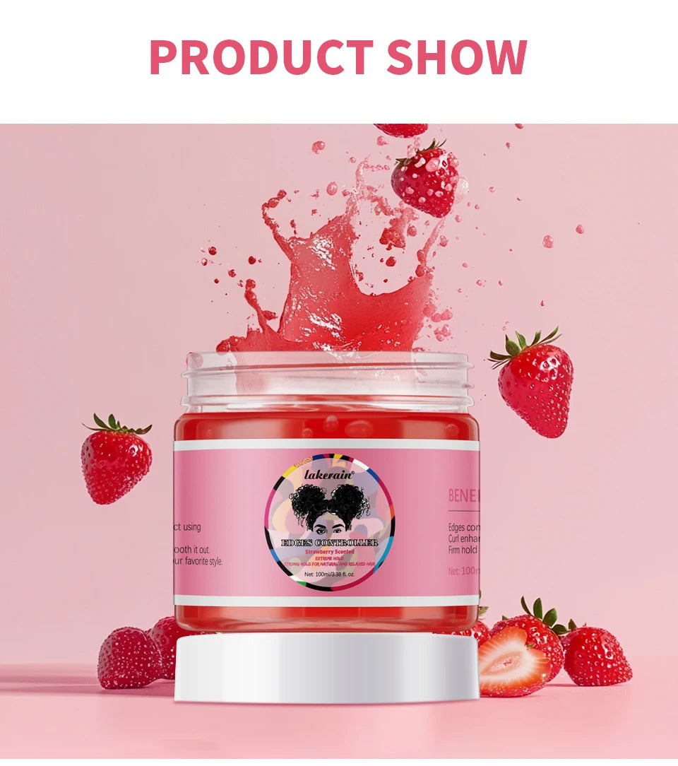 Strong Edge Control Hair Gel Thick Edges Wax Styling Gel Non-Greasy Non-Flaking No White Cast Long Lasting Supports All Hair Typ