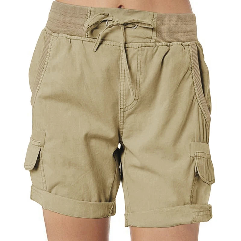 Womens Cargo Pants Shorts Soft Comfortable Casual Cotton Elastic Waist Shorts Summer Bottoms Jeans High Waisted Cargo Pants