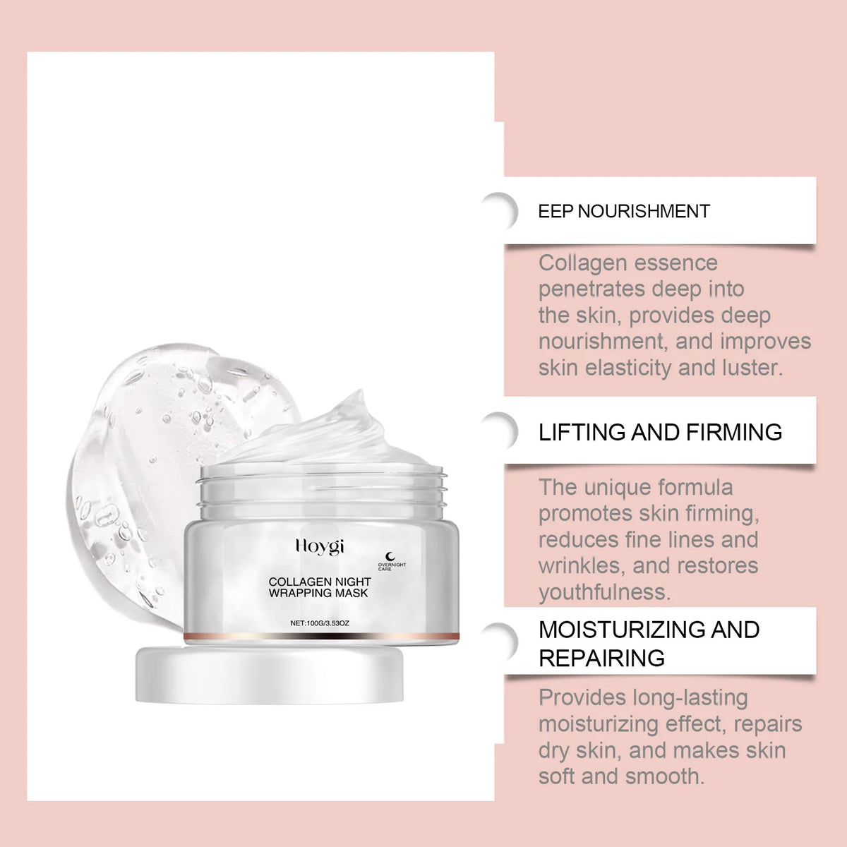 Collagen Mask Anti-aging Fade Fine Line Shrink Pores Firming Lifting Collagen Protein Skin Replenishment Moisturizing Jelly Mask