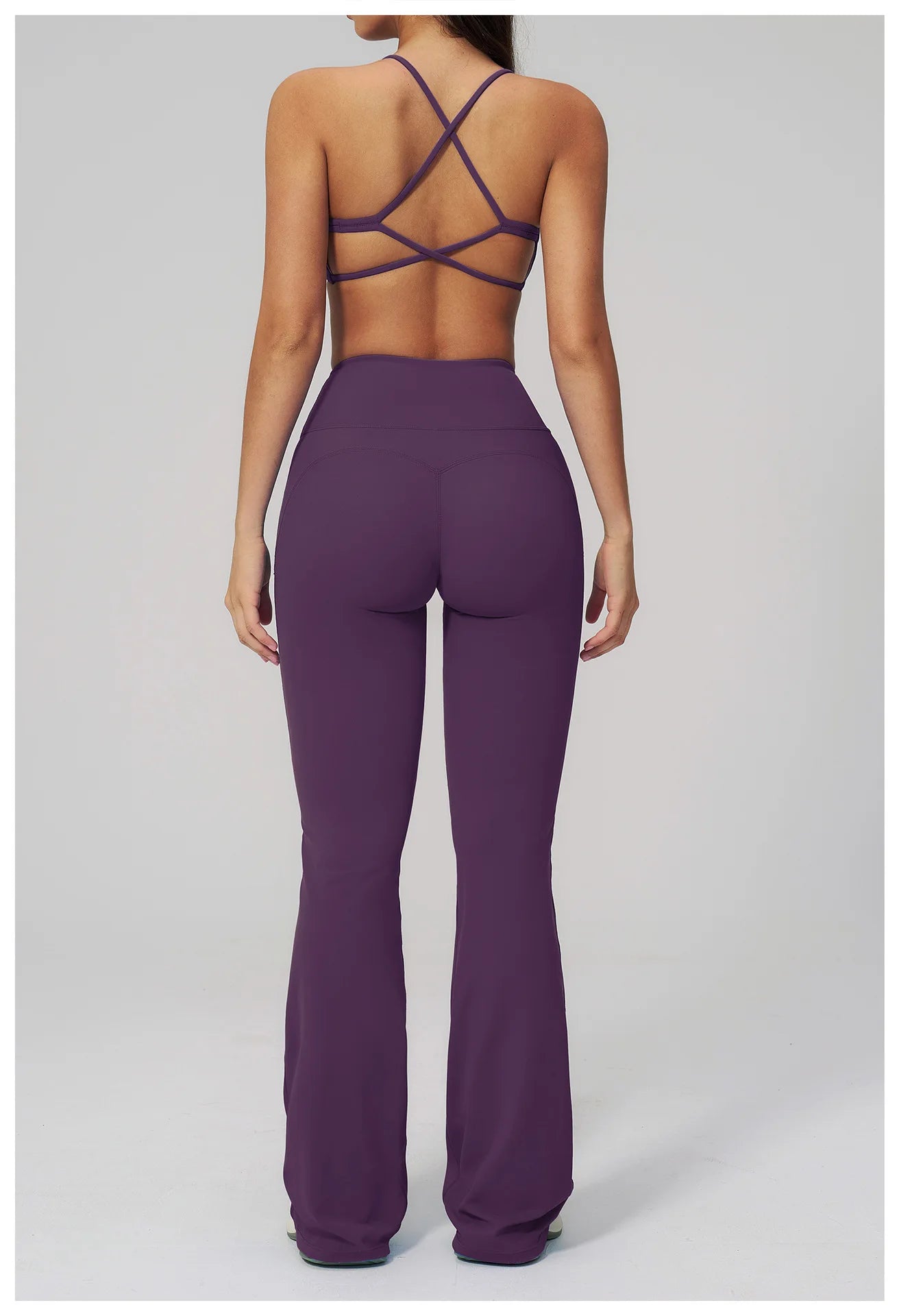 Women's Tracksuits 2PCS Flared Pants Yoga Set Gym Fitness Outfits Female Shockproof Sports Bra Yoga Workout Clothes Sports Sets