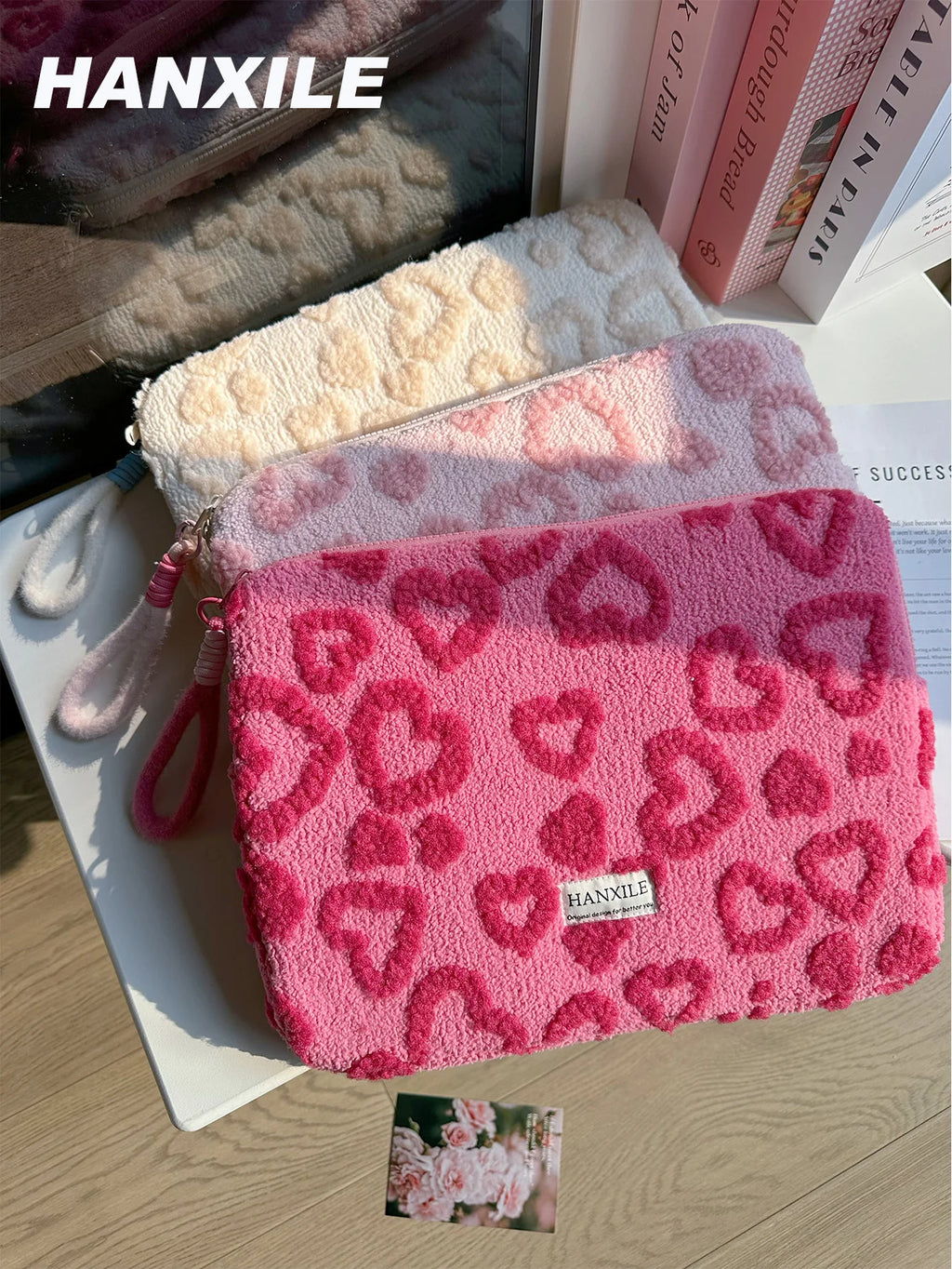 Plush Love Heart Laptop Bag iPad Tablet Bag 11/13/ 15inch Laptop Storage Bag