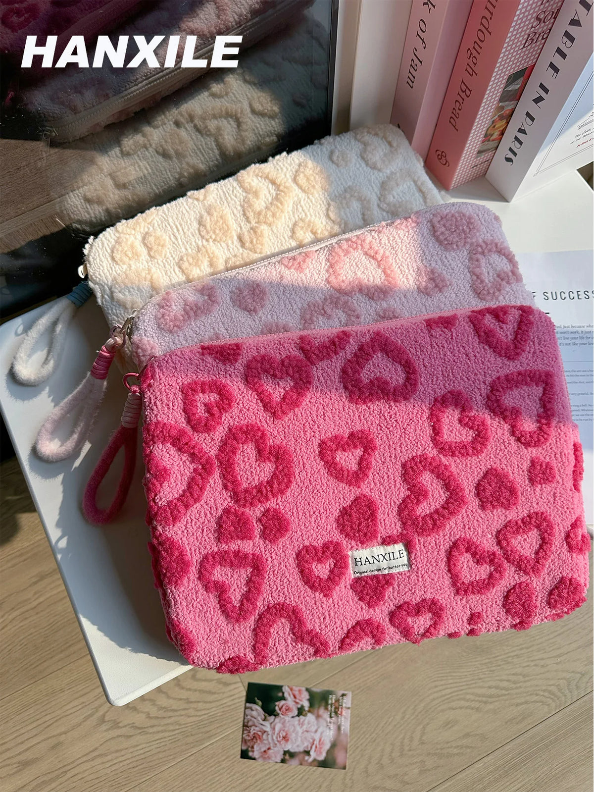 Plush Love Heart Laptop Bag iPad Tablet Bag 11/13/ 15inch Laptop Storage Bag