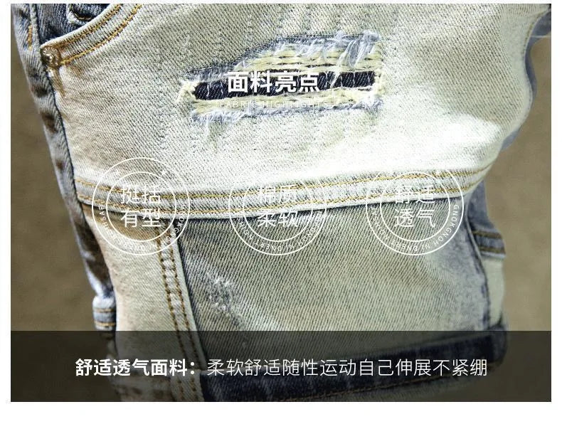 Summer New Fashion Trend Straight Leg American Retro Jeans Men's Casual Loose Sports Plus Large Size High-Quality Denim Shorts