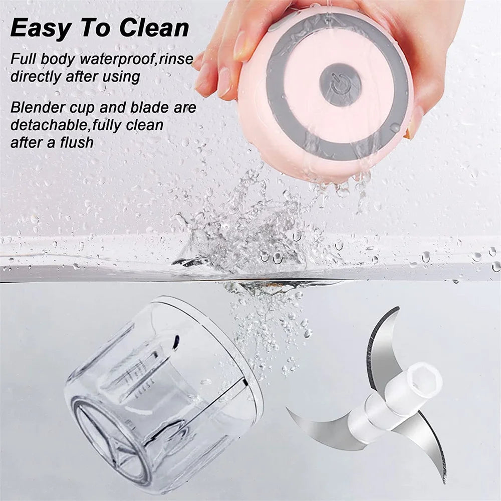 Electric Mini Garlic Chopper  Portable Cordless Vegetable Blender, Onion Mincer with USB Charging for Baby Food, Chili, Herbs
