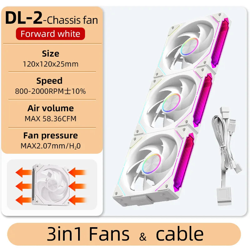 Coolcirc DL-2 Modular Wireless Splicing 120mm PC Case Cooling Fan ARGB Infinite Mirror Lighting Effect for Computer Water Cooler